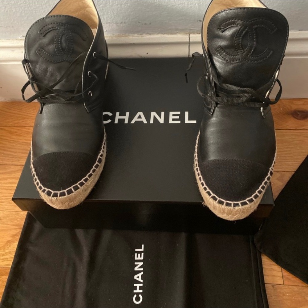 Chanel Leather Lace Espadrille Chuka Boot